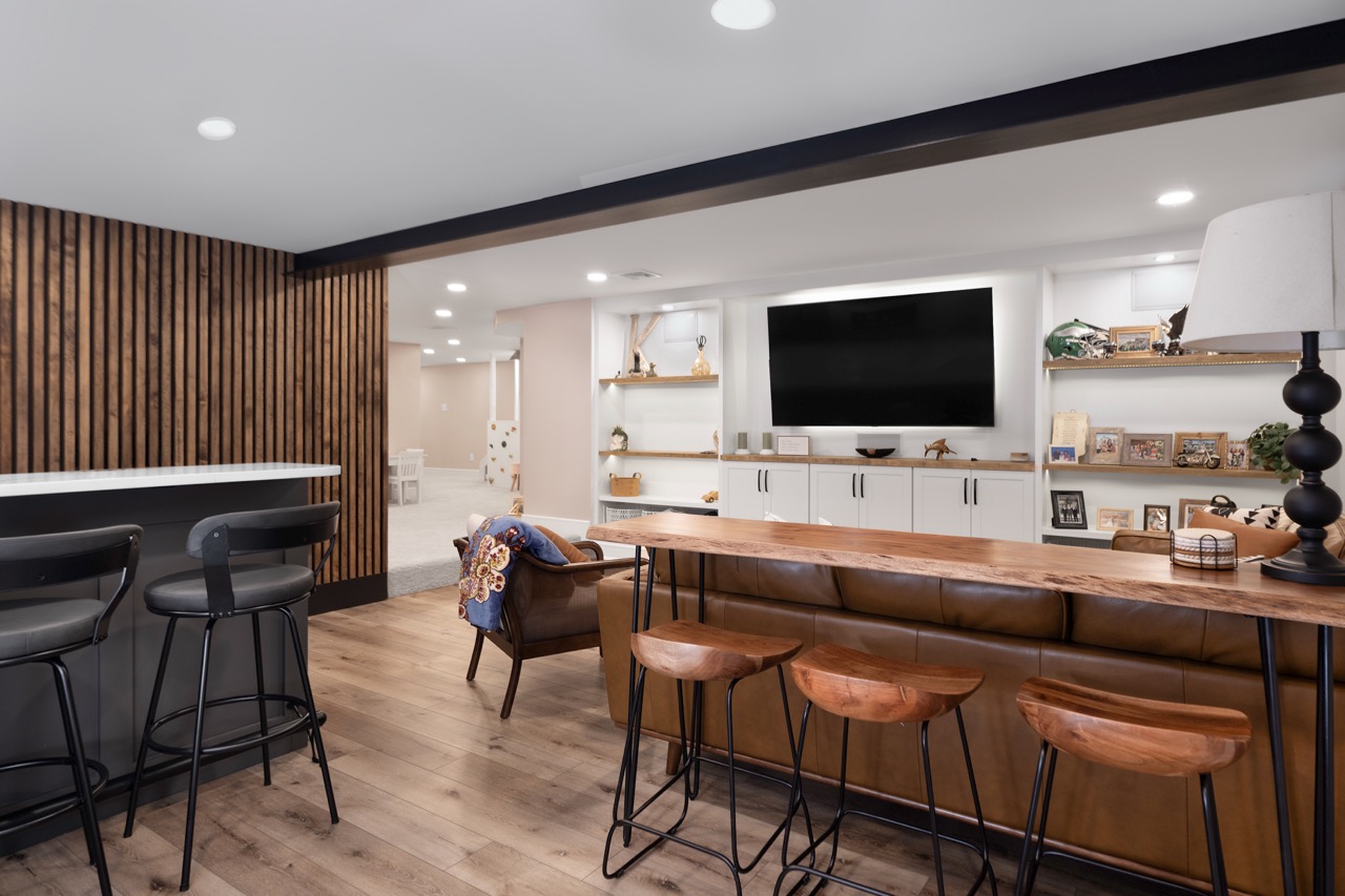 natural wood basement